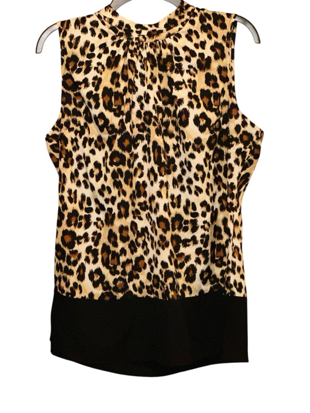 New York & Company Leopard Print Sleeveless Top with a bow in back Size Large